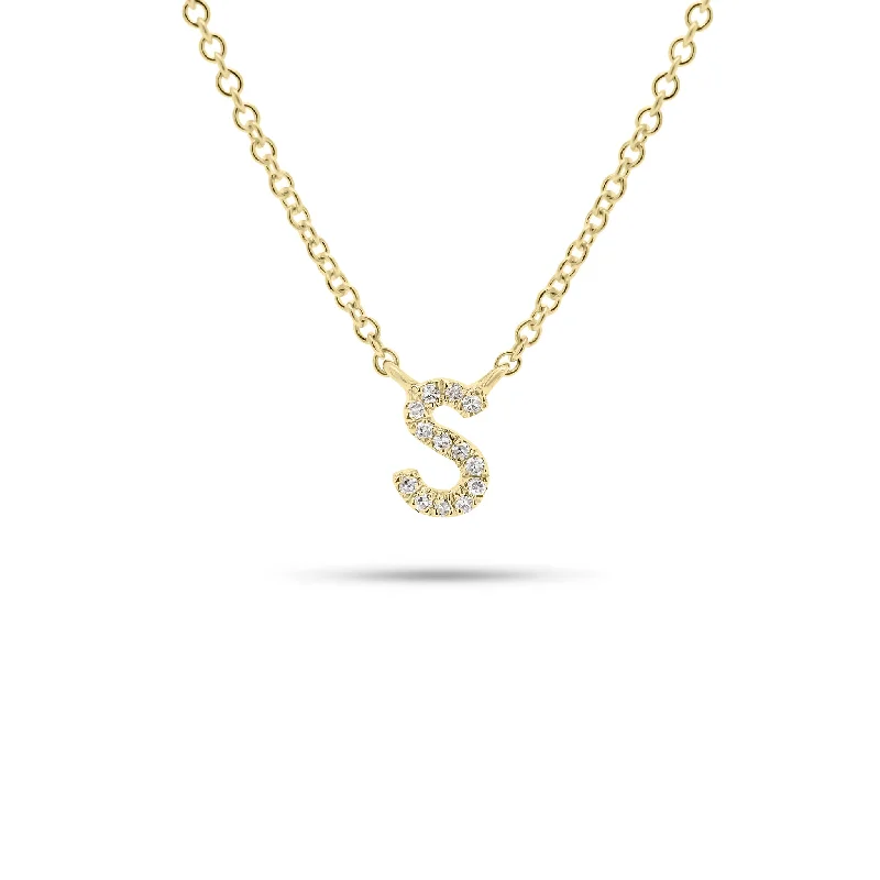 Women’s engagement necklaces-Diamond Initial Pendant Necklace