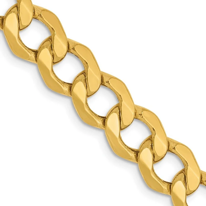 Women’s infinity bracelets-Curata 14k Yellow Gold 7.0mm Semi solid Curb Link Chain Bracelet