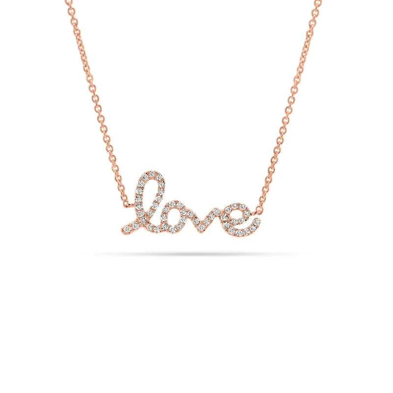 Women’s eternity necklaces-Small Diamond Love Script Necklace