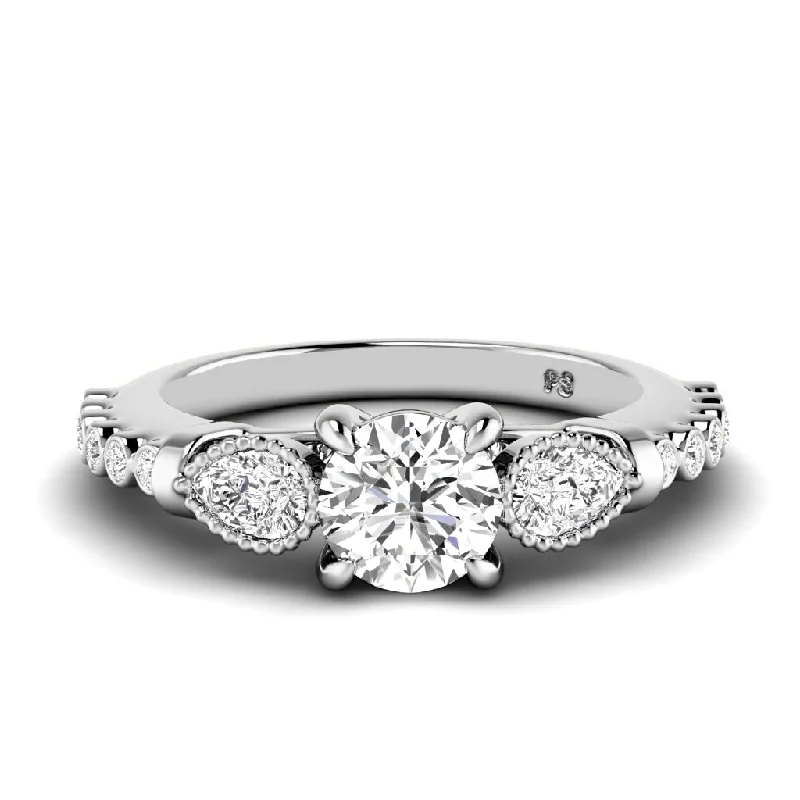 Women’s engagement rings with vintage appeal-0.77-1.92 CT Round & Pear Cut Diamonds - Engagement Ring