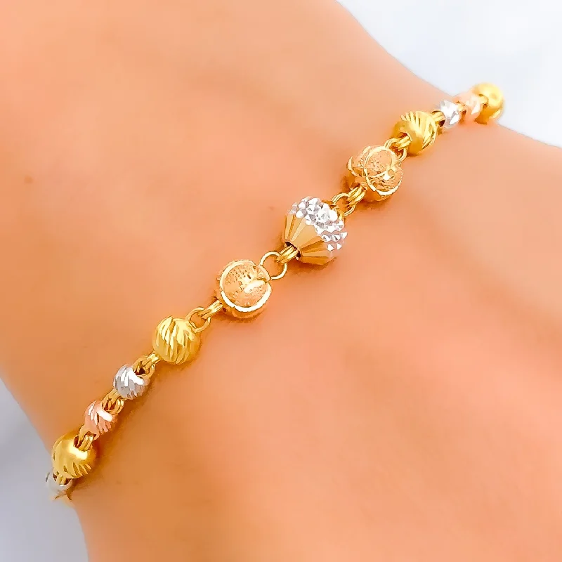 Women’s delicate bracelets-Classy Three-Tone 22k Gold Orb Bracelet