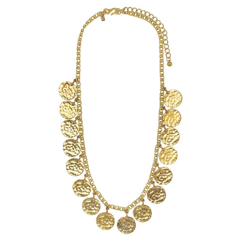 Women’s circle necklaces-Satin Gold Coin Necklace