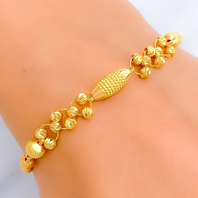 Women’s sterling silver chain bracelets-Decorative Bespoke Golden 22k Gold Bracelet