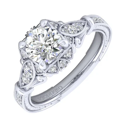 Women’s diamond engagement rings with accents-Gabriel Montgomery Diamond Vintage Engagement Ring Setting in 14kt White Gold (1/4ct tw)