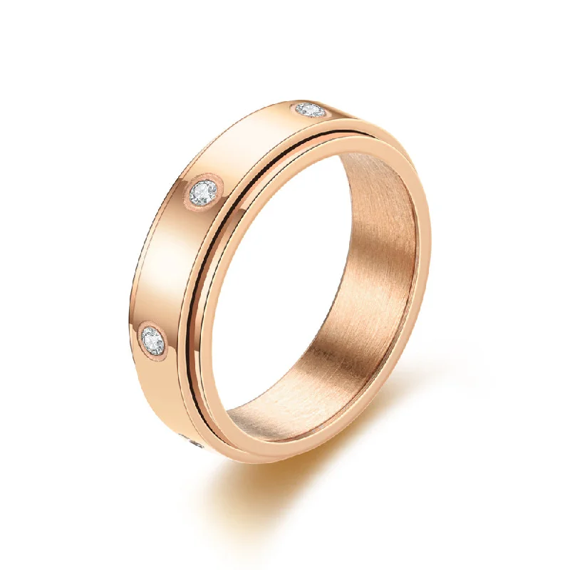 6mm Rose Gold 7 Diamond