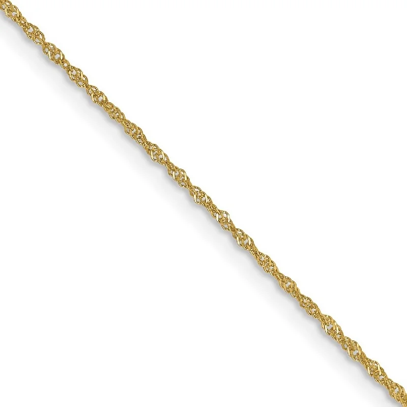 Women’s simple gold rings-Curata 10k Yellow Gold 1mm Singapore Chain Necklace (Spring-ring)