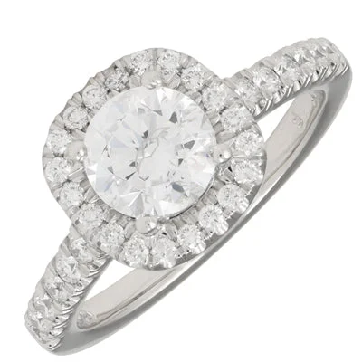 Women’s engagement rings with aquamarine-Martin Flyer Diamond Halo Engagement Setting in Platinum (1/3ct tw)