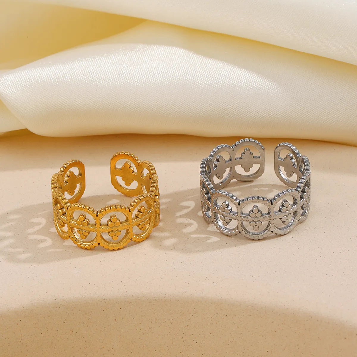 Women’s stackable rings-Roman Style Geometric Stainless Steel Plating 18k Gold Plated Open Rings