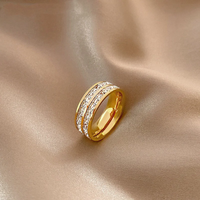 Double Row Diamond Ring-Gold