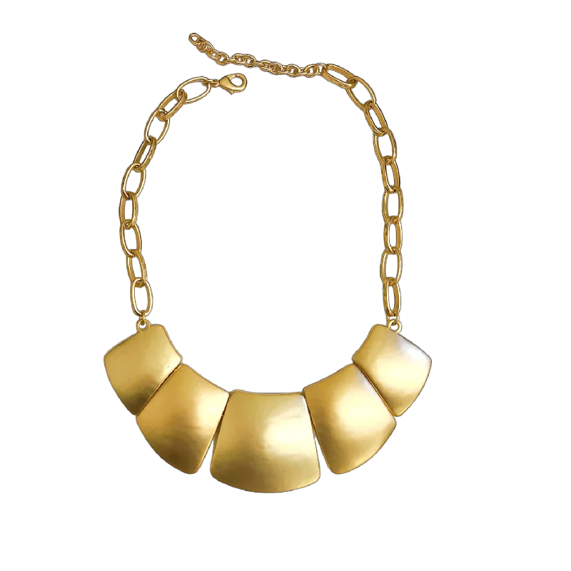 Women’s silver necklaces-Satin Gold Wedge Necklace