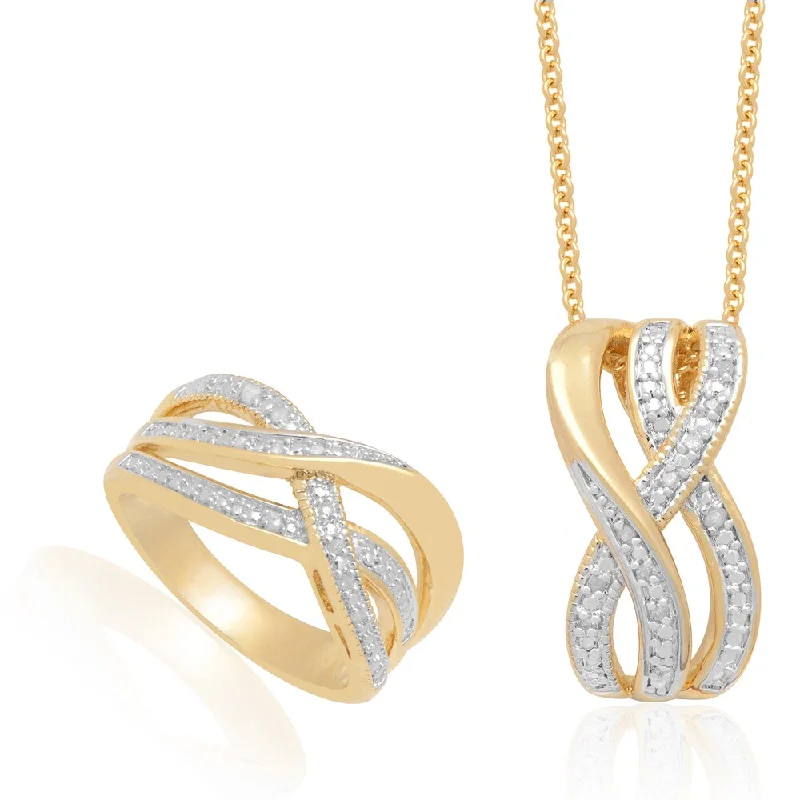 Women’s antique rings-Finesque Diamond Accent Infinity Design Necklace and Ring Set