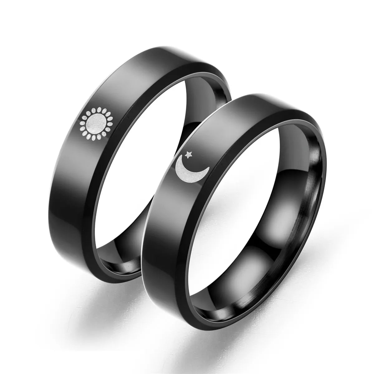 Women’s ruby rings-Fashion Sun Moon Stainless Steel Rings Metal Stainless Steel Rings 1 Piece