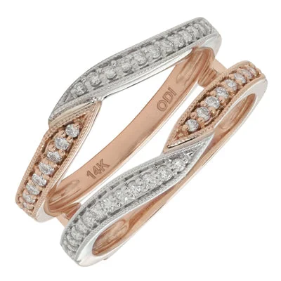 Women’s vintage engagement rings-Diamond Wedding Ring Insert in 14kt White and Rose Gold (1/4ct tw)