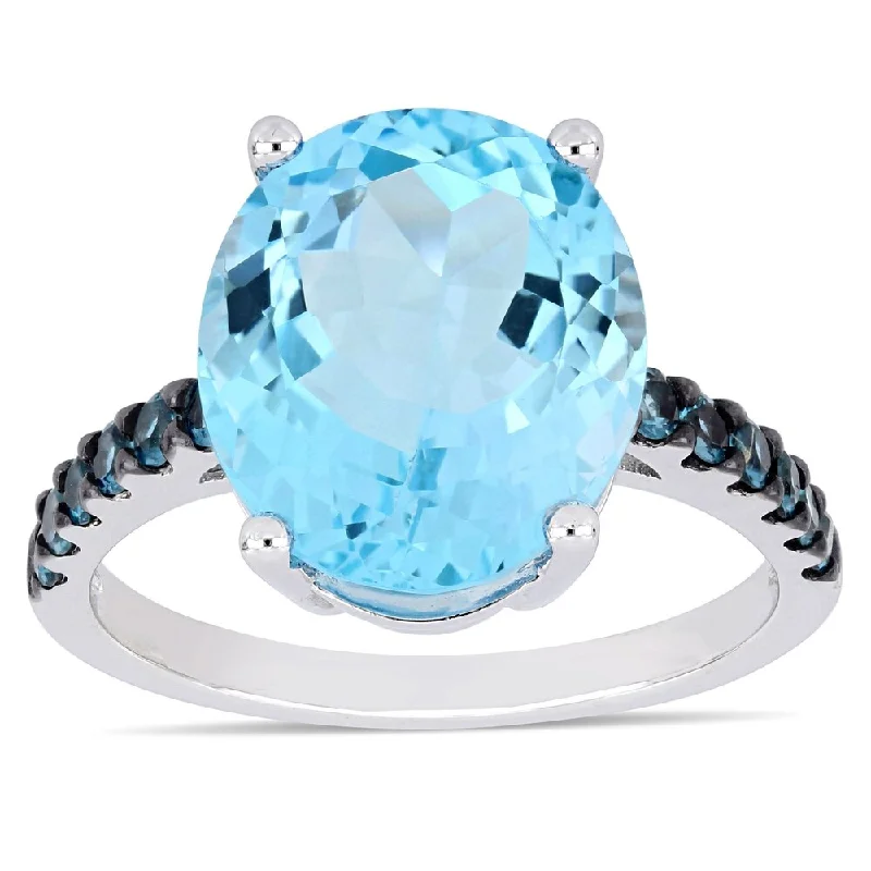 Women’s artistic rings-Miadora Sterling Silver Sky and London Blue Topaz Cocktail Ring