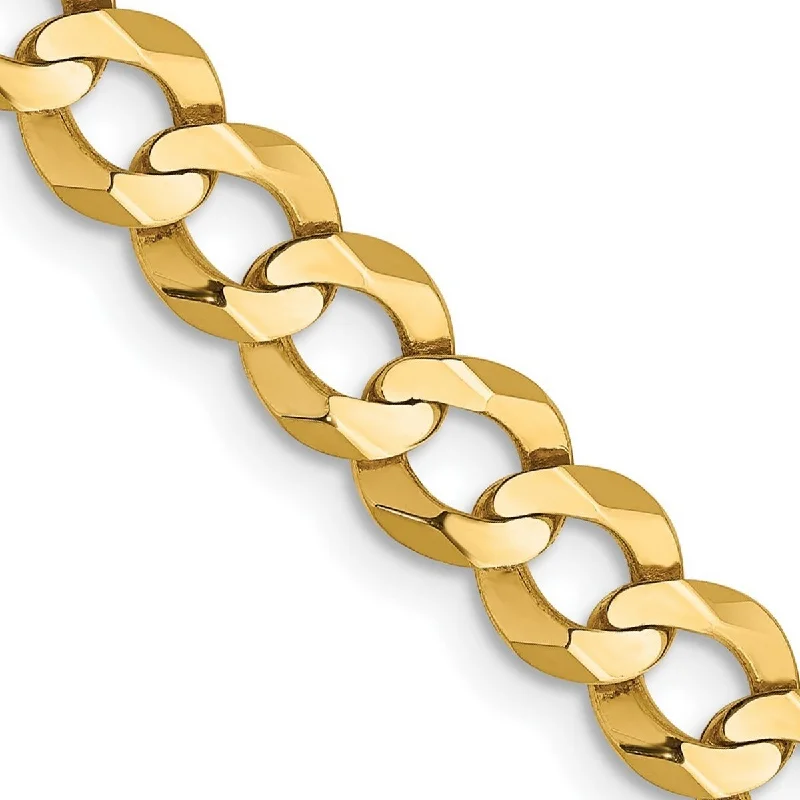 Women’s antique bracelets-Curata 14k 5.9mm Solid Polished Light Flat Miami Curb Chain Bracelet