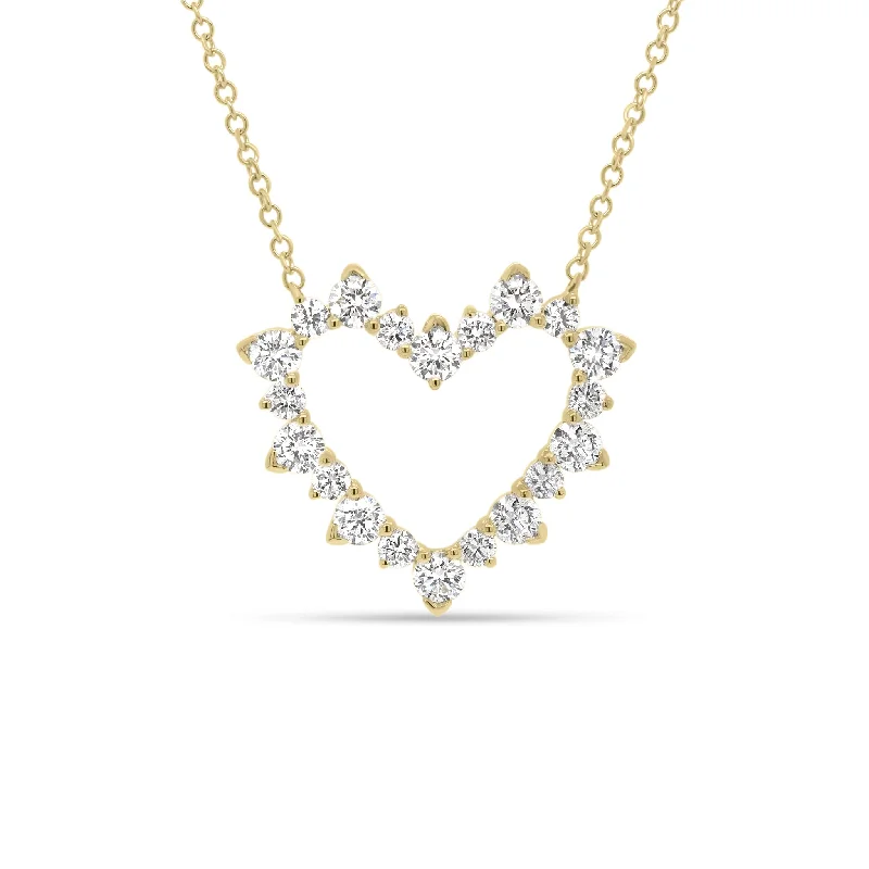 Women’s adjustable chain necklaces-Diamond Open Heart Pendant