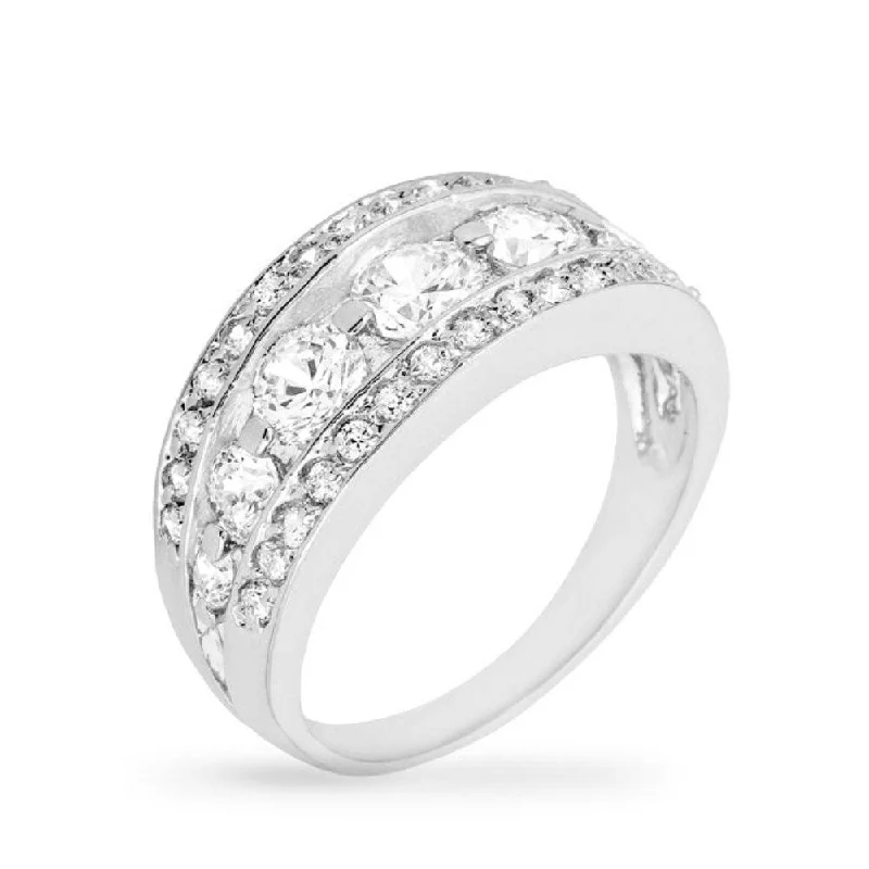 Women’s wedding rings with diamonds-Elegant Tiered Anniversary Ring For Timeless Celebrations