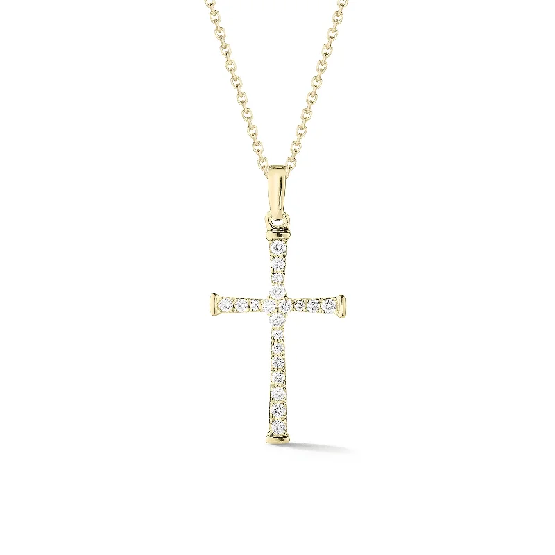 Women’s custom necklaces-Diamond Skinny Cross Pendant Necklace