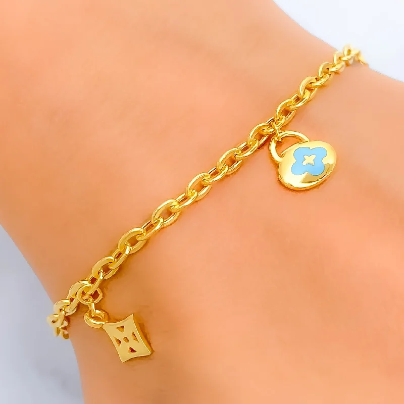 Women’s elegant gold bracelets-Lovely Dressy 21k Charm Bracelet