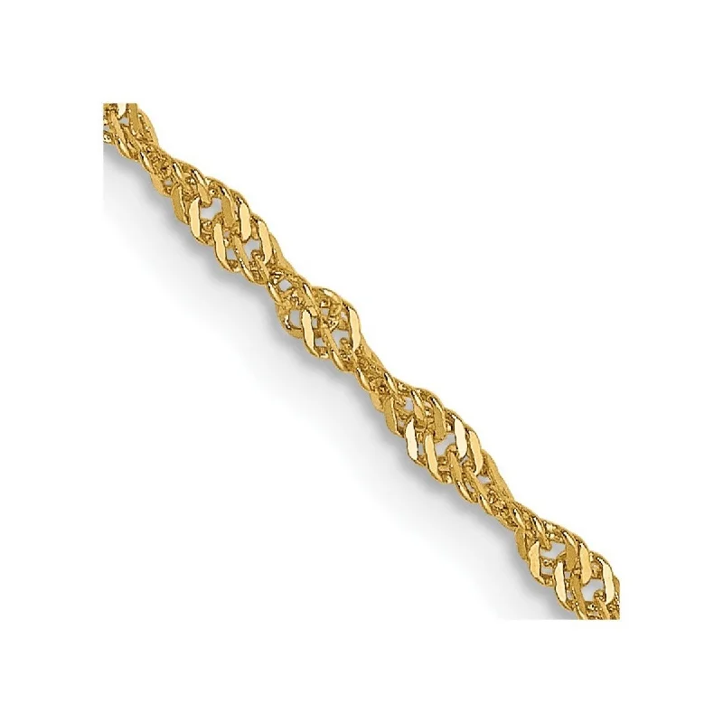 Women’s colorful gemstone bracelets-Curata 14k Yellow Gold 1.3mm Singapore With Lock Chain Bracelet