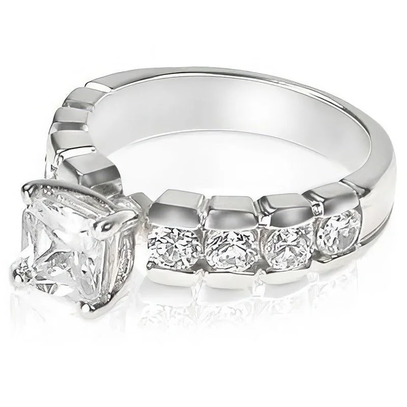 Women’s affordable moissanite engagement rings-1.40-2.55 CT Round & Princess Cut Diamonds - Engagement Ring