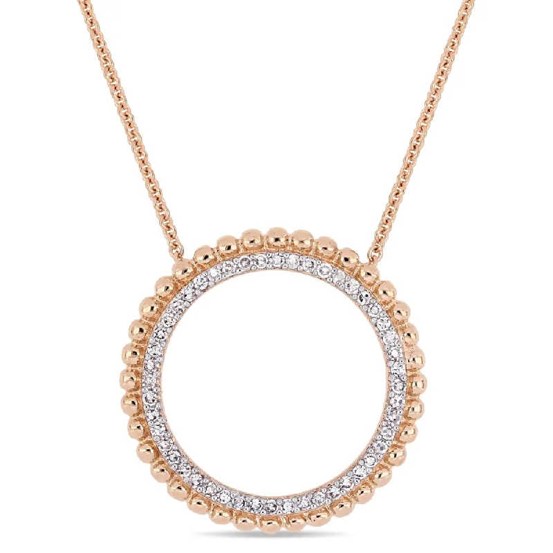 Women’s colorful gemstone rings-Miadora Signature Collection 14k Rose Gold 1/4ct TDW Diamond Open Ring Halo Necklace