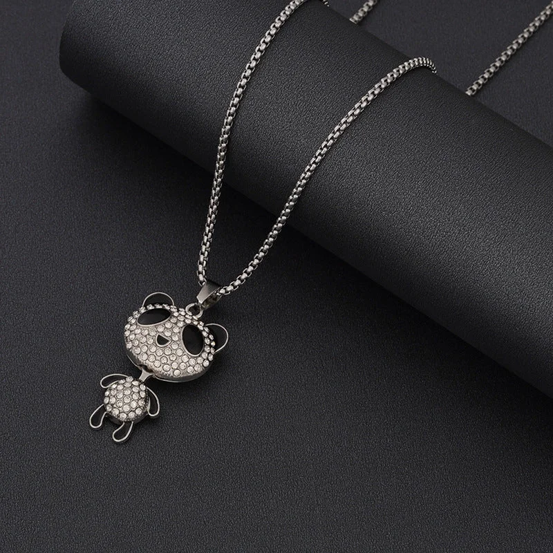 Spot Drill Panda Titanium Steel Necklace 60cm