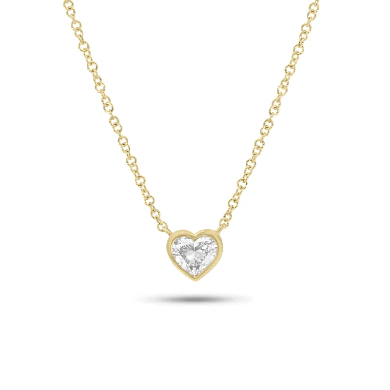 Women’s vintage-style necklaces-Bezel-Set Heart Diamond Pendant Necklace