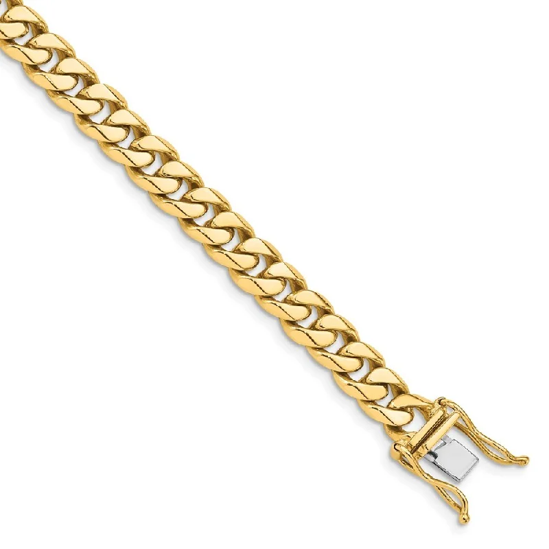 Women’s vintage bracelets-14k Yellow Gold 7mm Hand-polished Miami Cuban Chain Bracelet, 8.25"