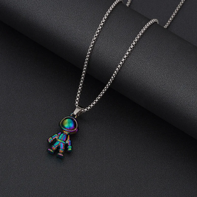 Colorful Spaceman Titanium Steel Necklace 60cm