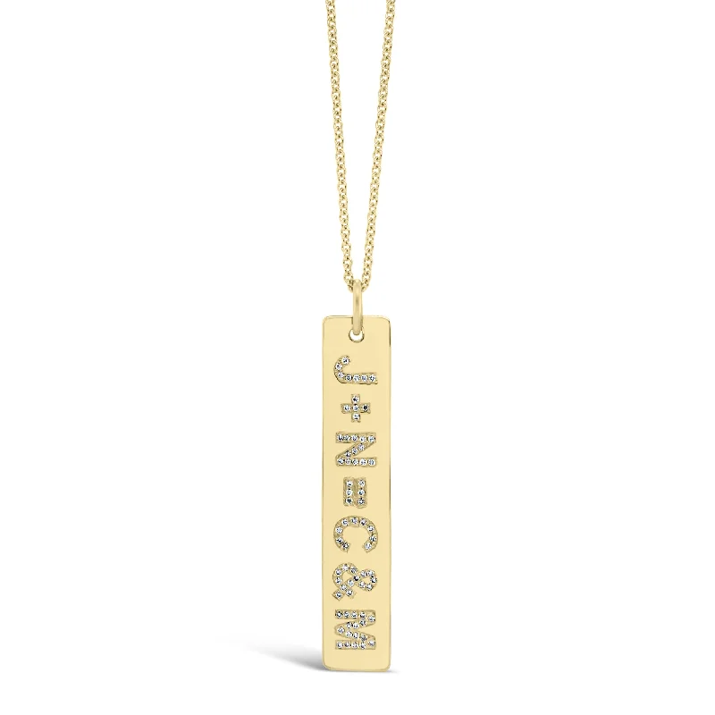 Women’s luxury necklaces-Diamond Initials Bar Pendant