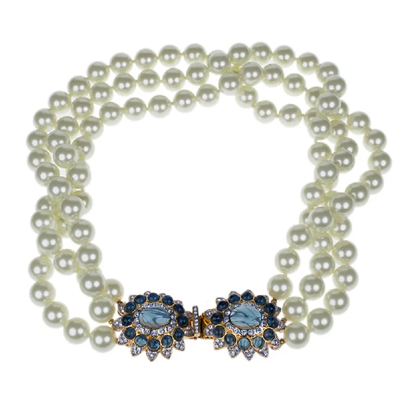 Women’s opal necklaces-Barbara Bush Pearl & Sapphire Clasp Necklace