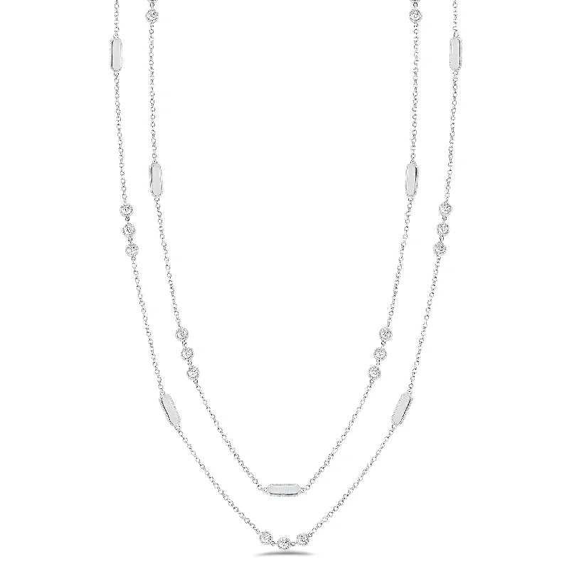 Women’s luxury gold necklaces-Layered Diamond Station Necklace