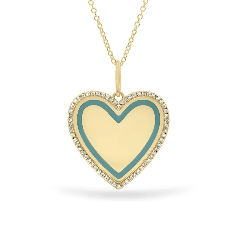 Women’s birthstone necklaces-Diamond & Enamel Heart Pendant