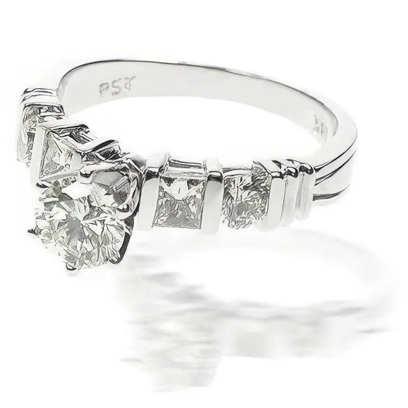 Women’s platinum engagement rings-1.05-2.20 CT Round & Princess Cut Diamonds - Engagement Ring