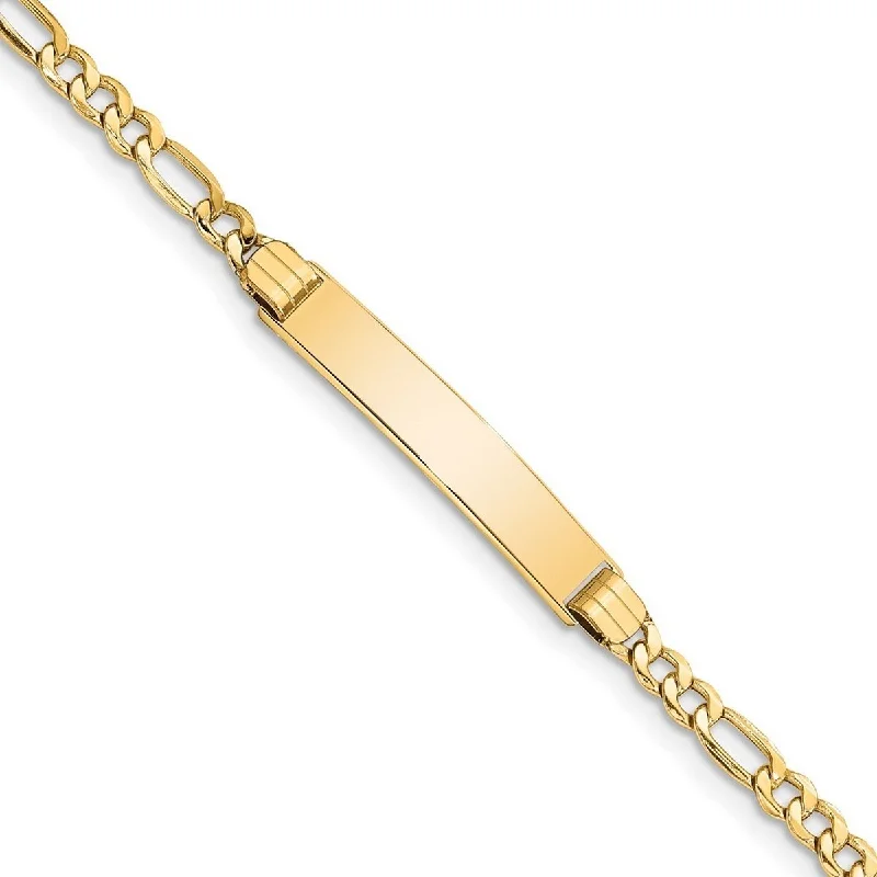 Women’s elegant silver bracelets-Curata 5.8mm 10k Yellow Gold Engravable Semi solid Figaro Link ID Bracelet