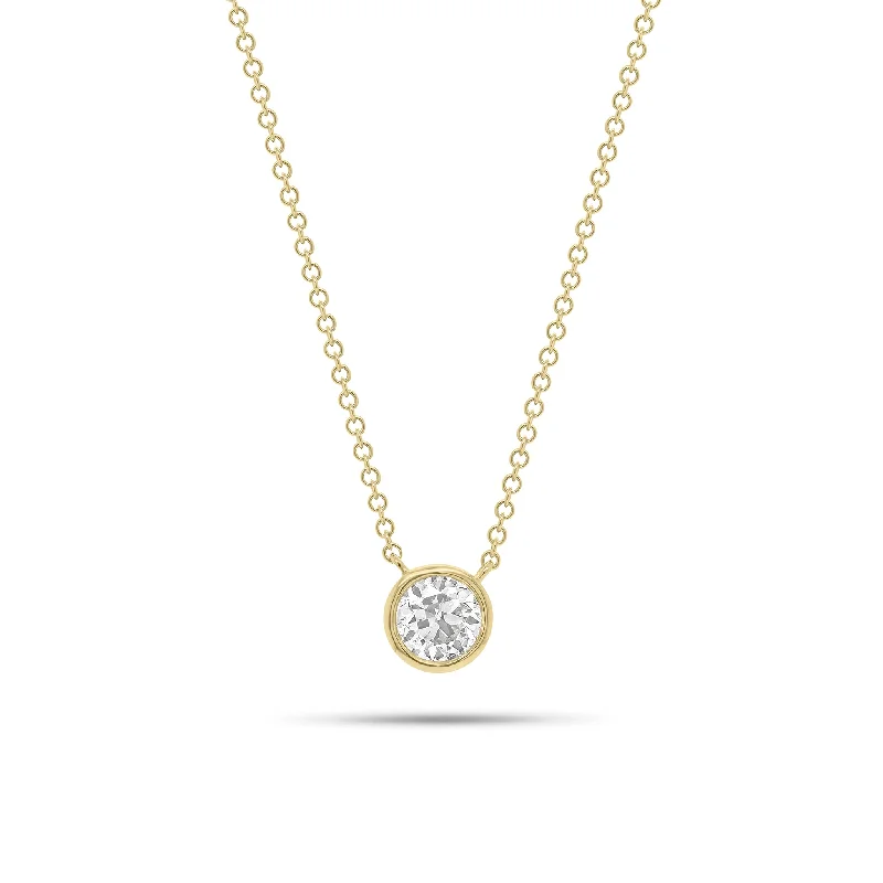 Women’s engagement necklaces-0.57 ct Bezel-Set Diamond Solitaire Pendant