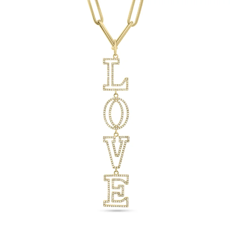 Women’s pendant necklaces-Diamond L-O-V-E Pendant