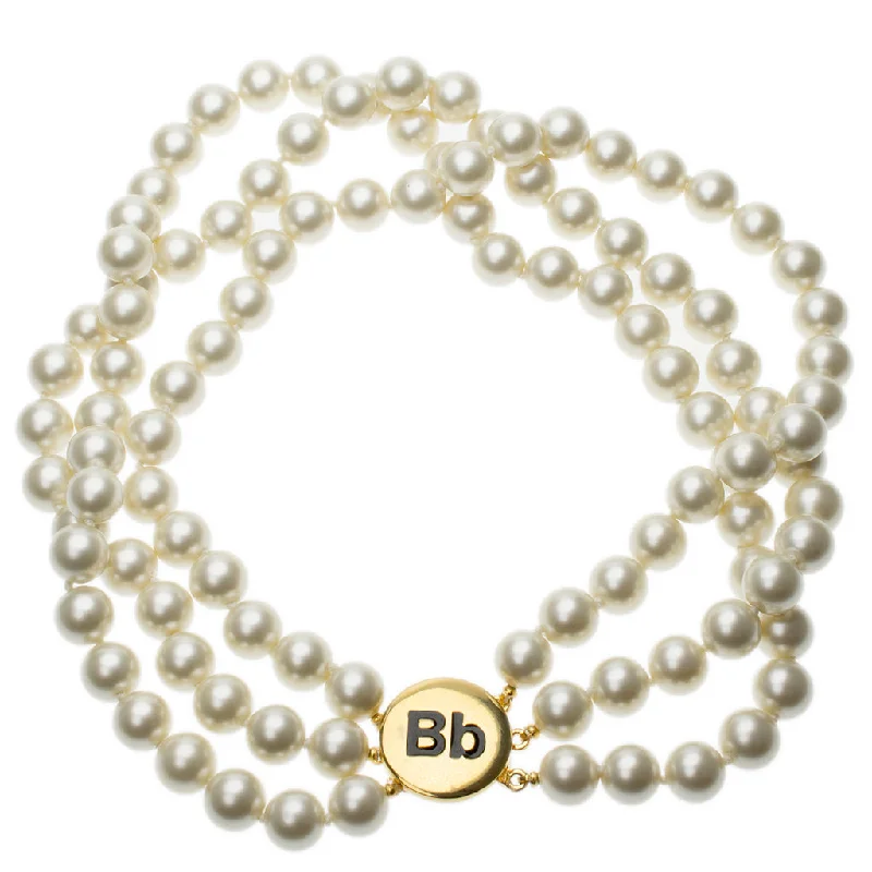 Women’s statement pearl necklaces-Barbara Bush 3 Row Cultura Pearl "Bb" Clasp Necklace