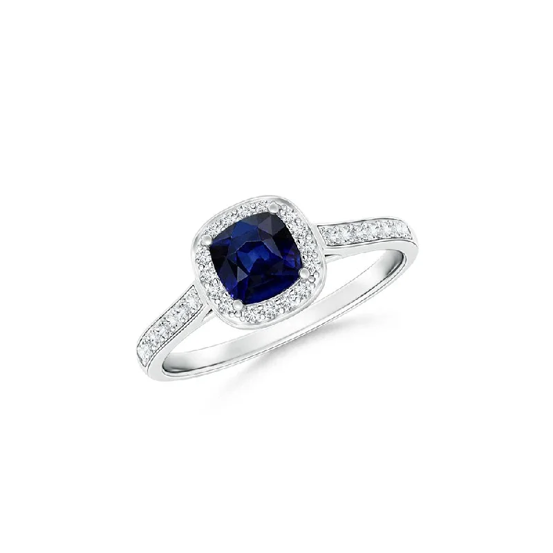 Women’s twisted band rings-3.00 Cttw Sapphire Halo Ring Solid Sterling Silver Size 6 7 8 9 Lab Created