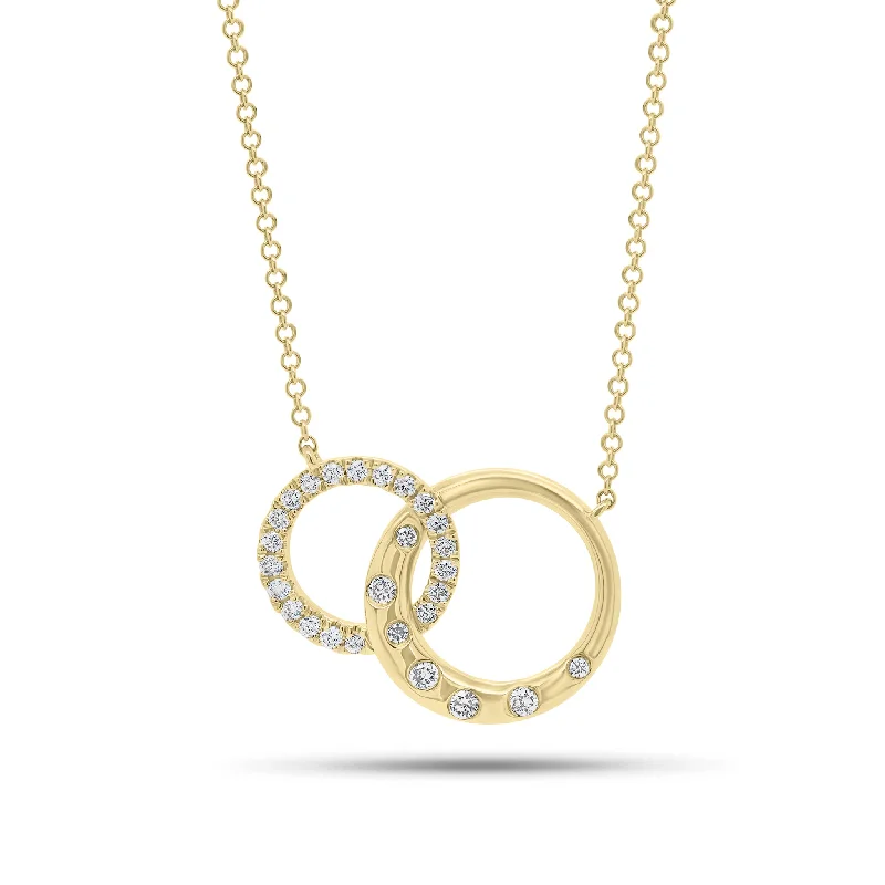 Women’s layered silver necklaces-Diamond & Gold Interlocking Links Necklace