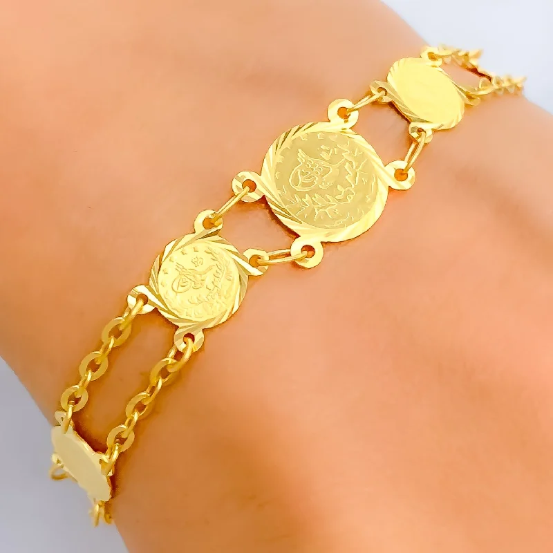 Women’s delicate bracelets-Captivating Regal 21k Gold Coin Bracelet