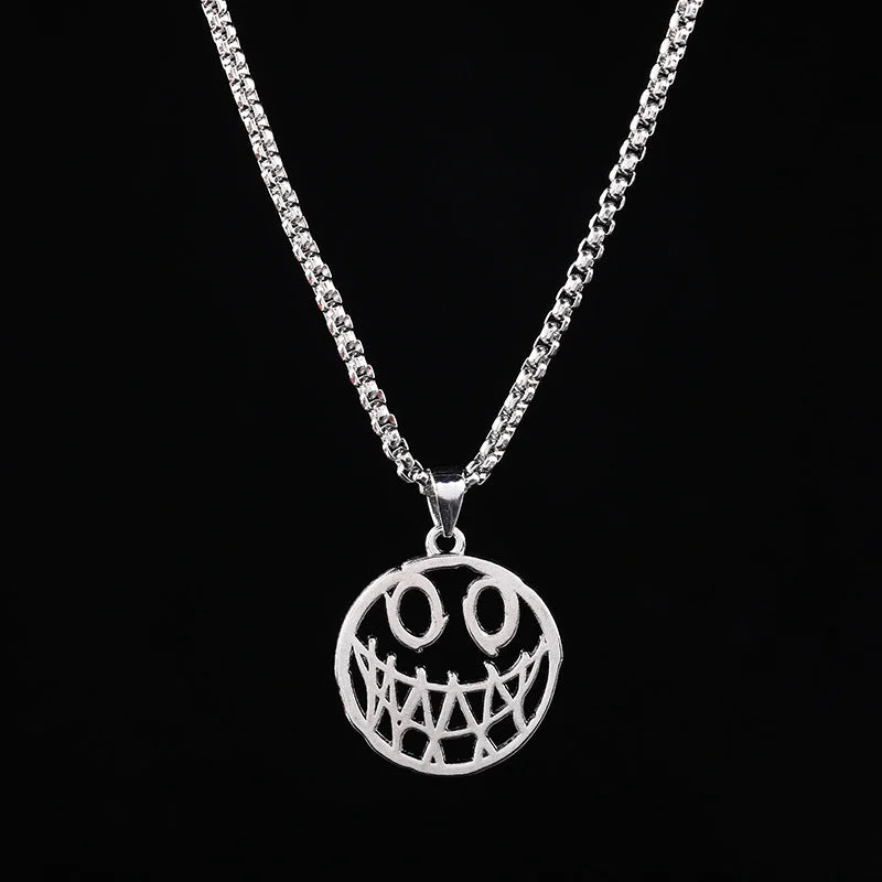 Hollow Ghost Face Titanium Steel Necklace 60cm