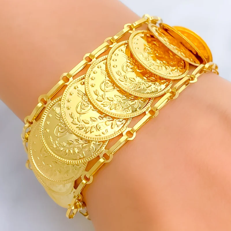 Women’s silver charm bracelets-Regal Magnificent 21k Gold Coin Bracelet