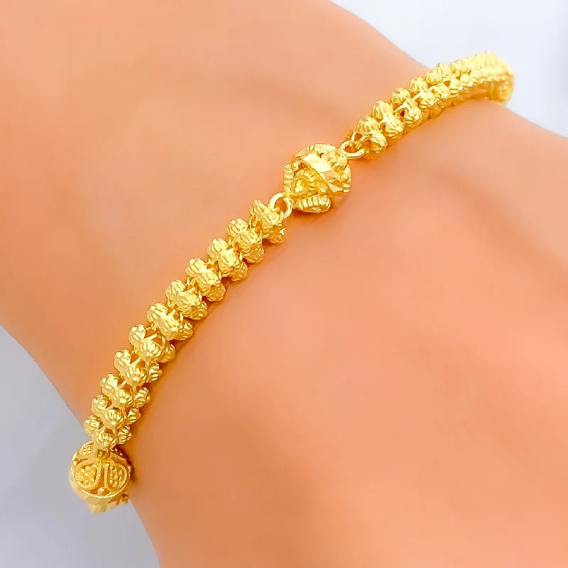 Women’s adjustable tennis bracelets-Captivating Iridescent 22k Gold Beaded Bracelet