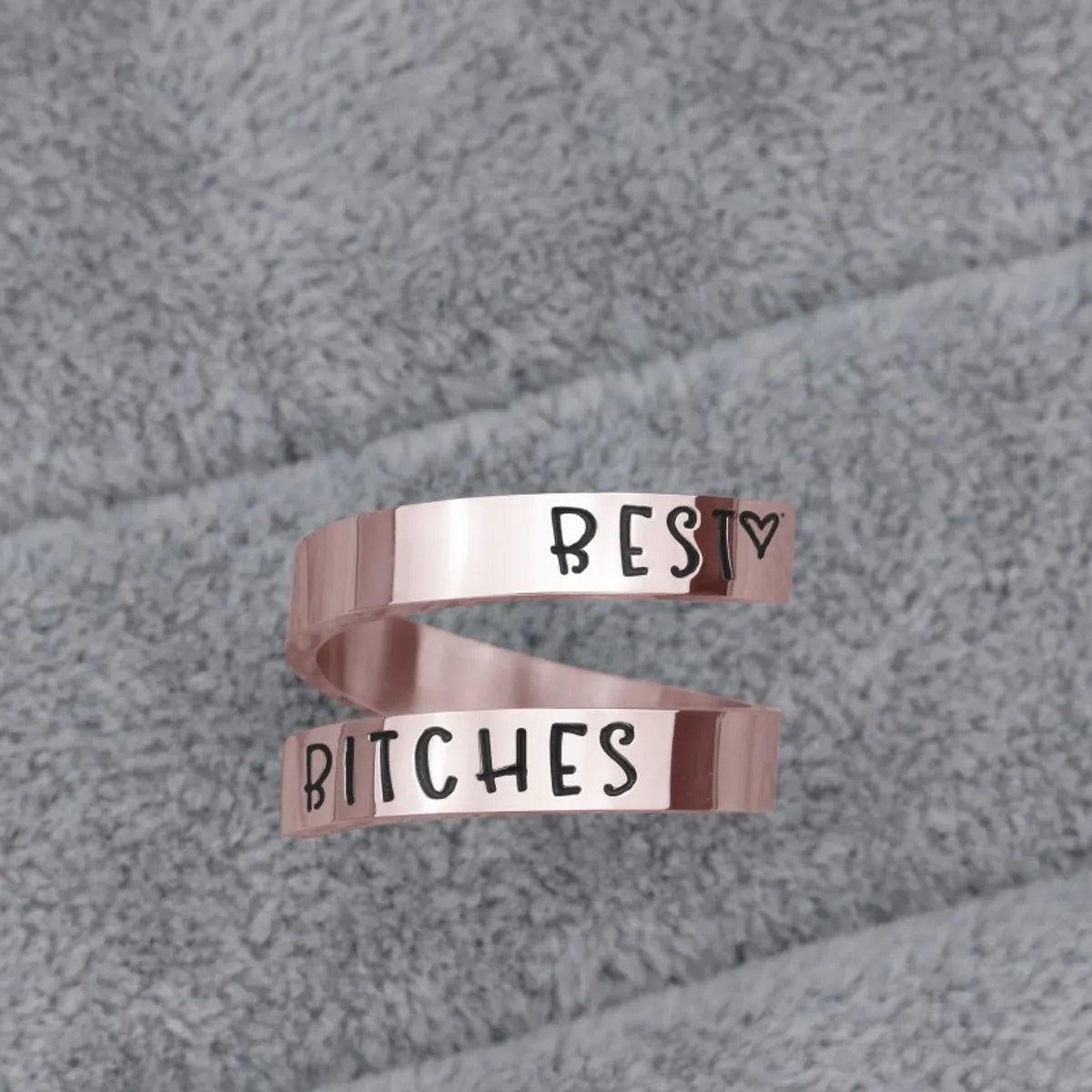 Women’s silver rings-Hip-hop Letter Stainless Steel Plating Rose Gold Plated Open Rings