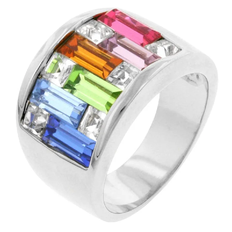 Women’s opal rings-Crystals Candy Maze Ring With Rhodium Finish For Women