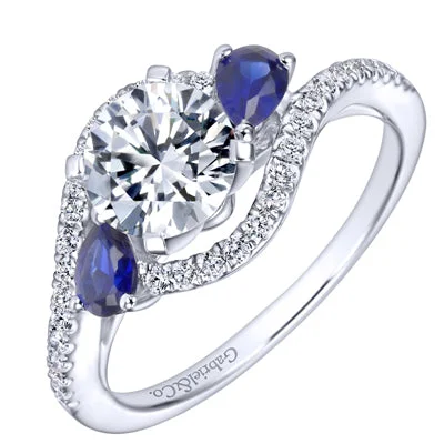 Women’s custom-designed engagement rings-Gabriel Demi Diamond and Sapphire Engagement Ring Setting in 14kt White Gold (1/5ct tw)