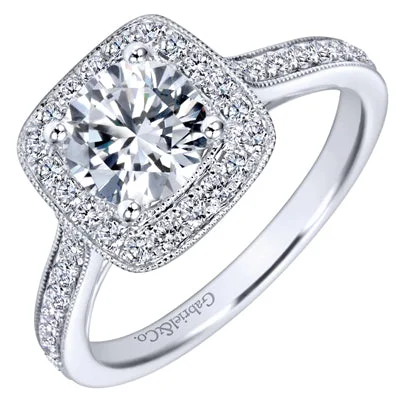 Women’s custom halo engagement rings-Gabriel Harper Vintage Halo Diamond Engagement Ring Setting in 14kt White Gold (1/2ct tw)