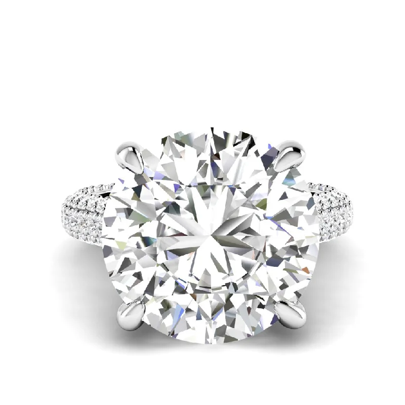 Women’s wide-band engagement rings-11.90 CT Round Cut Lab Grown Diamonds - Engagement Ring